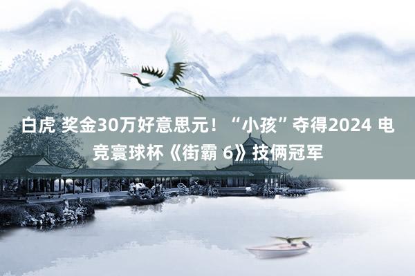 白虎 奖金30万好意思元！“小孩”夺得2024 电竞寰球杯《街霸 6》技俩冠军