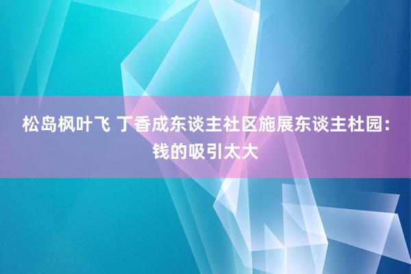 松岛枫叶飞 丁香成东谈主社区施展东谈主杜园：钱的吸引太大